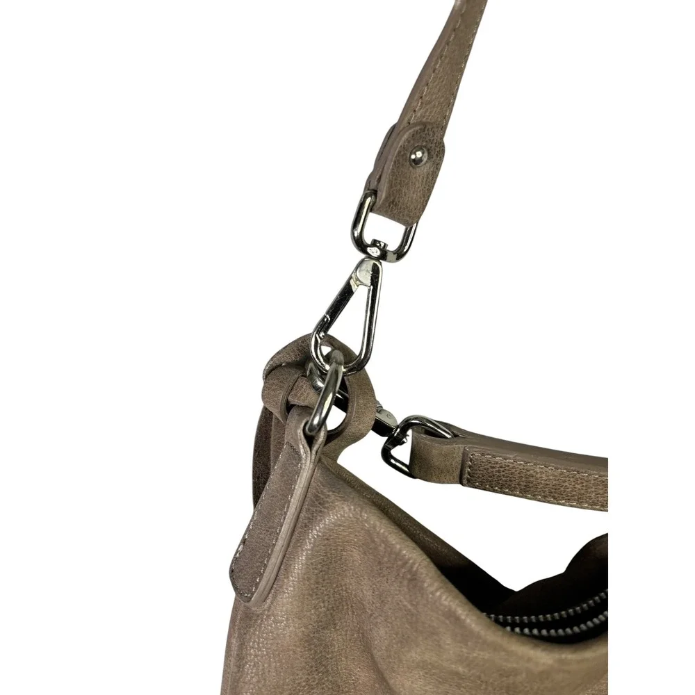 Gianni Chiarini Taupe Leather Hobo Bag Made in Italy Crossbody Shoulder Bag
